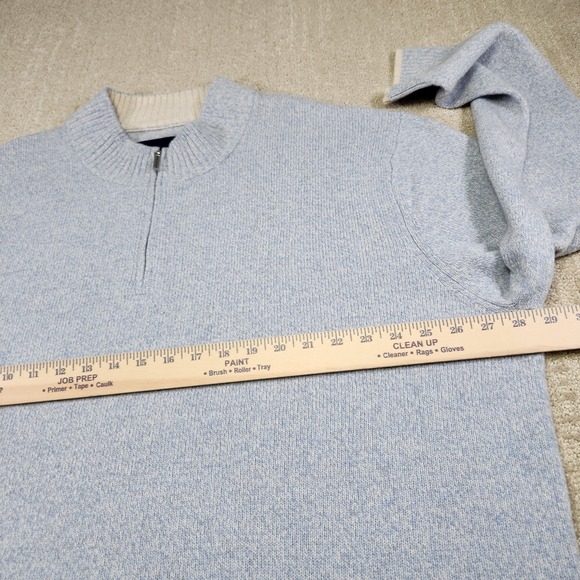 Tommy Bahama Sweater Men 3XL Merino Wool Blend 1/4 Zip Blue Knit - Picture 4 of 9
